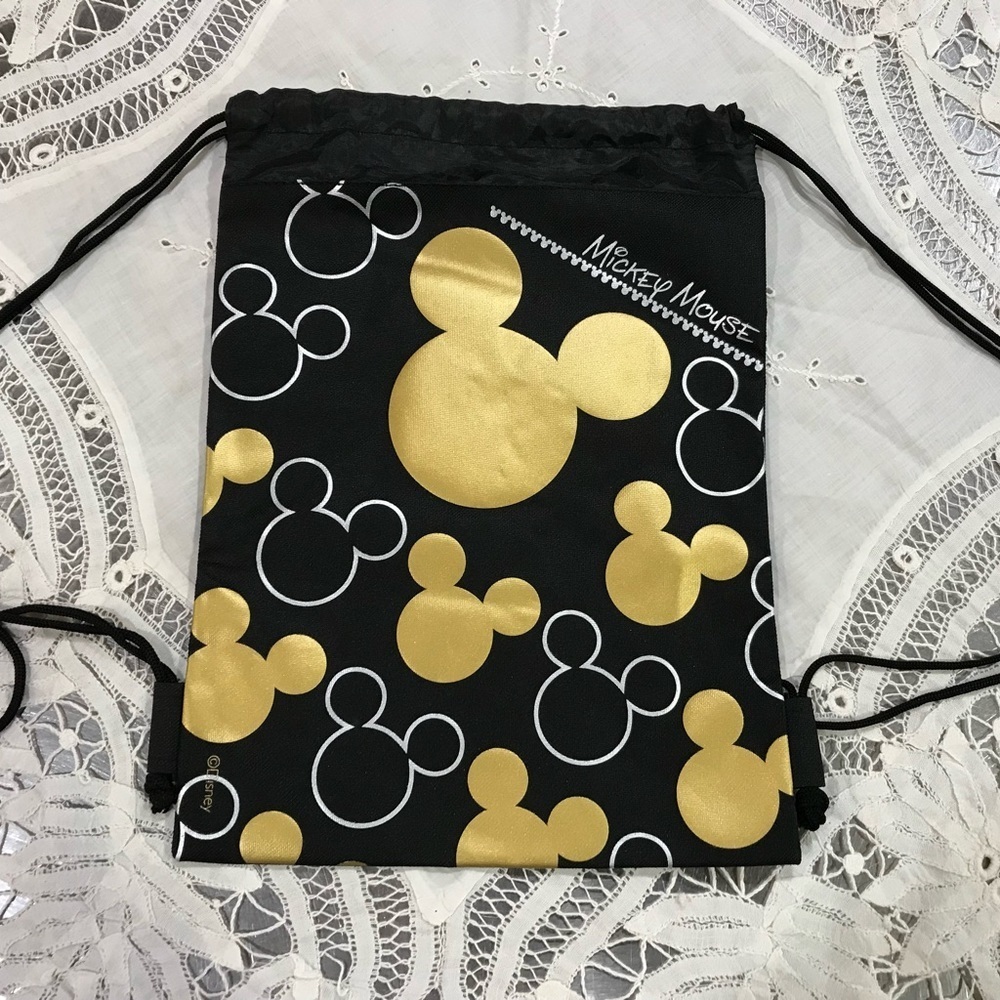 Black and gold Mickey Mouse drawstring bag‎